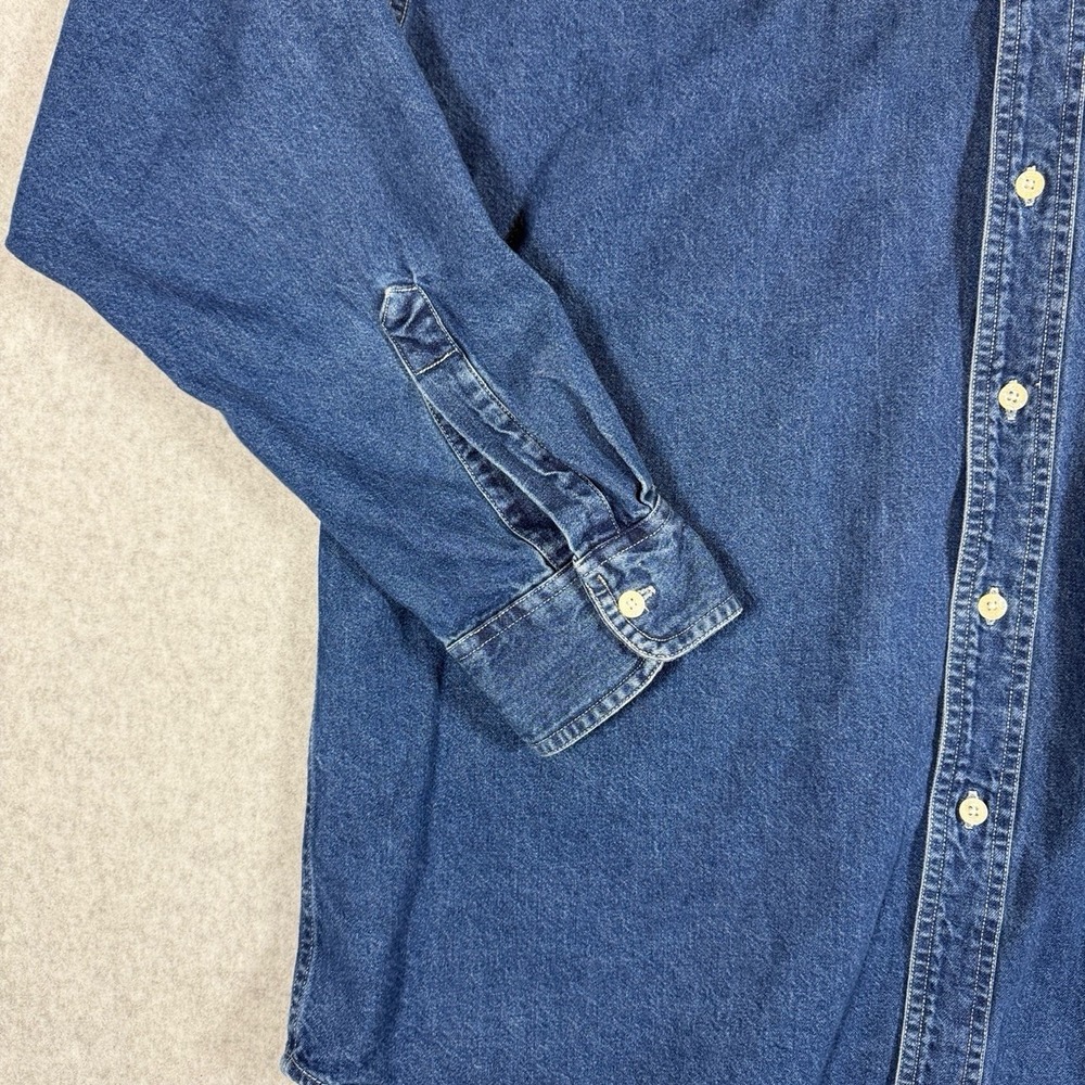 Vintage Chaps Ralph Lauren Shirt Mens XL Blue Denim Oversized Button Up Western - Picture 5 of 12